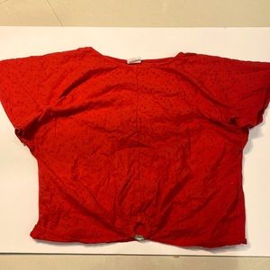 ZARA KIDS 11/12 red top. Flower details and ring detail at the bottom